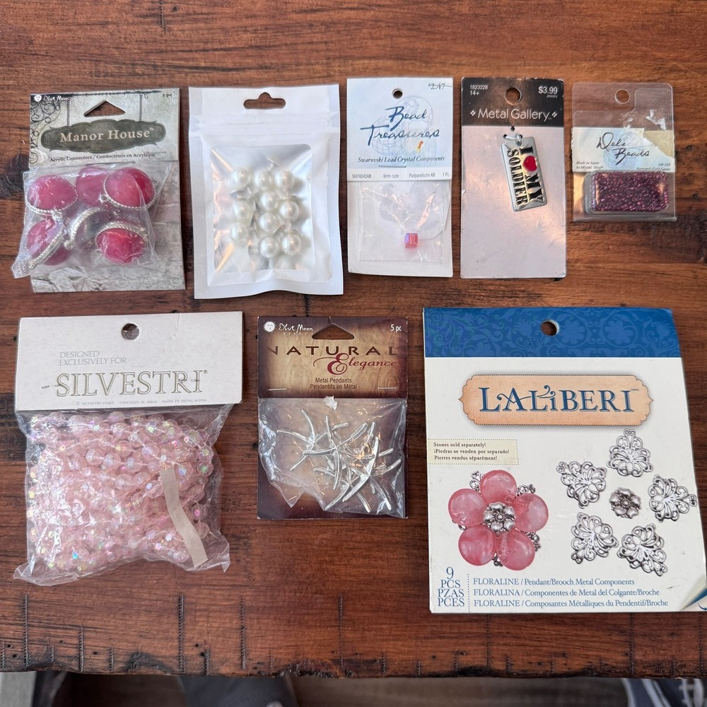 Jewelry Making Supply Lot Swarovski Miyuki Silvestri Laliberi Beads Pendants 8pc